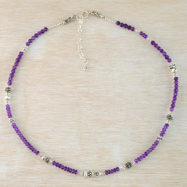 Gemstone and Silver Necklace With Amethysts by Emily Merrix.