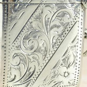 Antique Sterling Silver Vesta Case, Hallmarked Birmingham 1904.