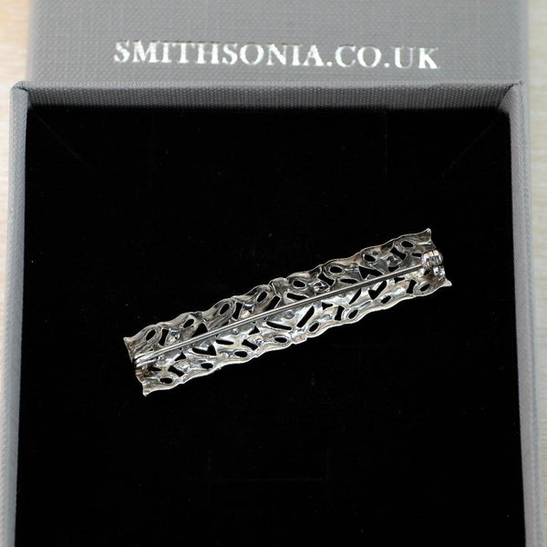Vintage Sterling Silver and Marcasite Bar Brooch.