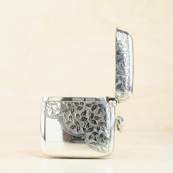 Antique Sterling Silver Vesta Case, Hallmarked Chester, 1903.