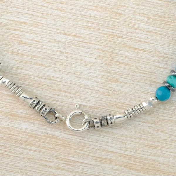 Gemstone and Silver Bracelet with Turquoise by Emily Merrix.