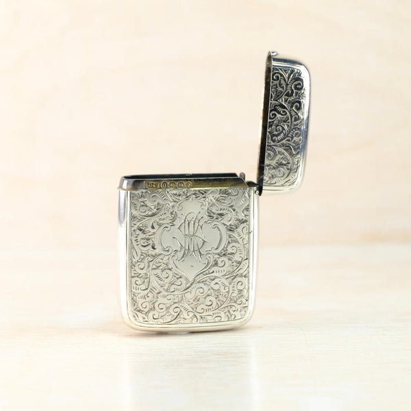 Antique Silver Vesta Case, Hallmarked Birmingham, 1888.