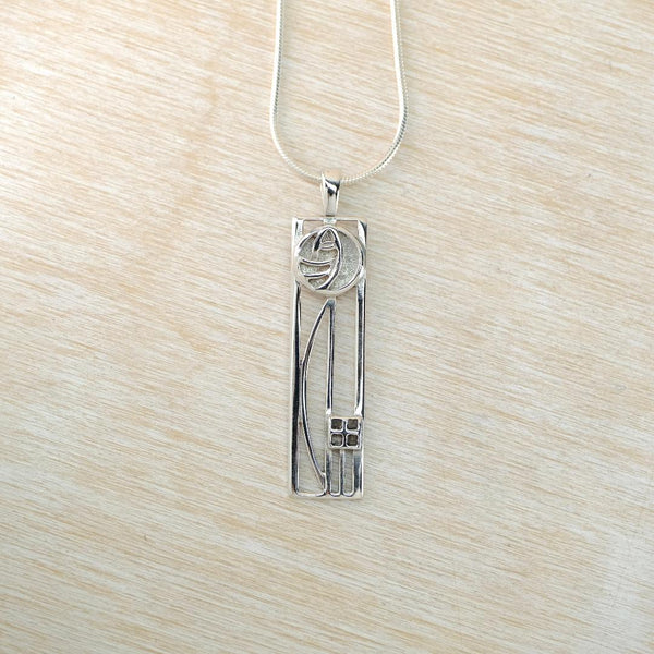 Vintage Sterling Silver Pendant Inspired by Charles Rennie Mackintosh.