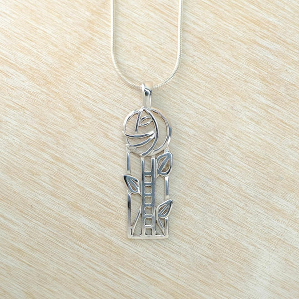 Vintage Sterling Silver Pendant Inspired by Charles Rennie Mackintosh.