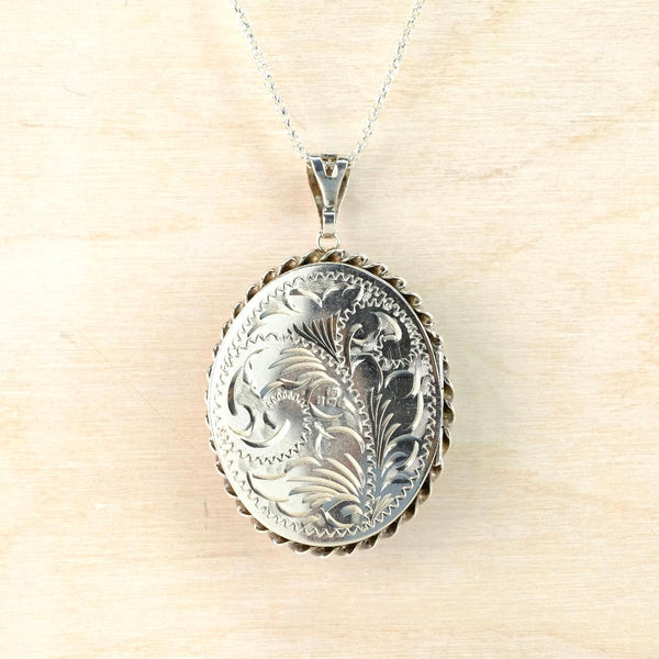 Vintage Sterling Silver Oval Locket Pendant, Hallmarked Birmingham, 1993