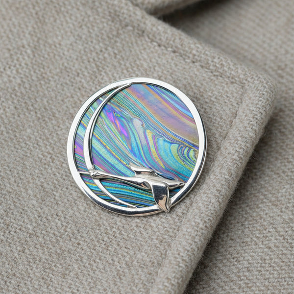 Vintage Sterling Silver and Glass Brooch by Pat Cheney.