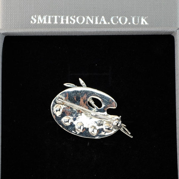 Vintage Sterling Silver and Marcasite Artist's Palette Brooch.