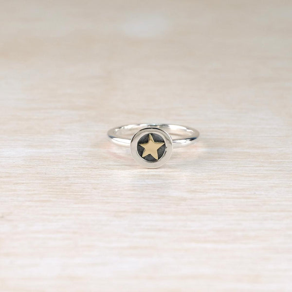 Silver and 9 ct Gold Star Ring by Linda Macdonald.