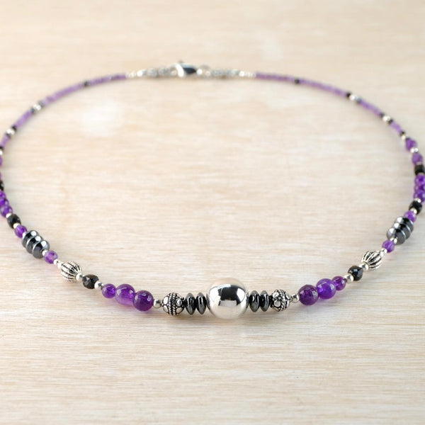 Alluring in Amethyst, Gemstone and Silver Necklace by Emily Merrix.