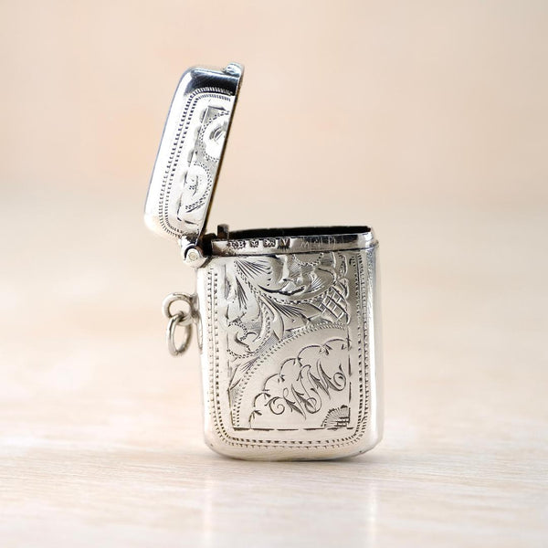 Antique Sterling Silver Vesta Case, Hallmarked Birmingham 1920