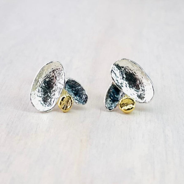 Three Colour Silver Stud Earrings by JB Designs.