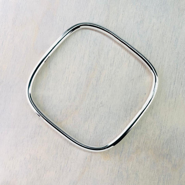 Soft Square Round Profile Sterling Silver Bracelet Bangle