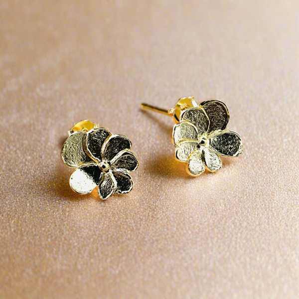 Gold Plated On Silver Flower Stud Earrings by JB Designs.