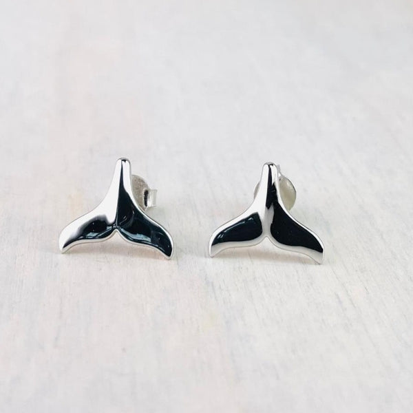 Sterling Silver Whale Tail Stud Earrings