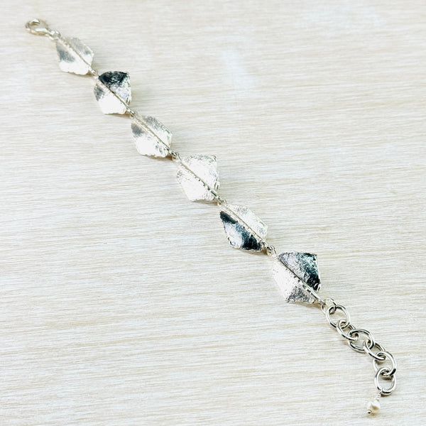 Two Tone Organic Sterling Silver Linked Bracelet by JB Designs.