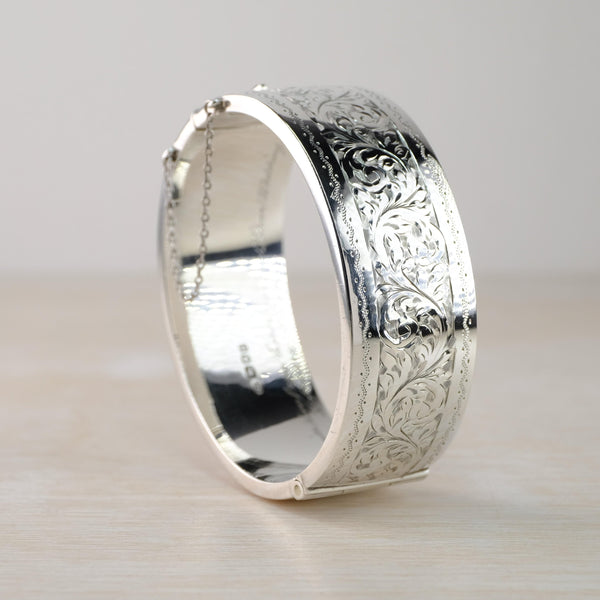 Vintage Silver Bangle Bracelet, Hallmarked in Chester, 1955