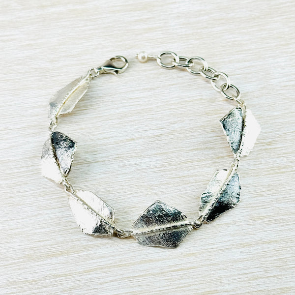 Two Tone Organic Sterling Silver Linked Bracelet by JB Designs.