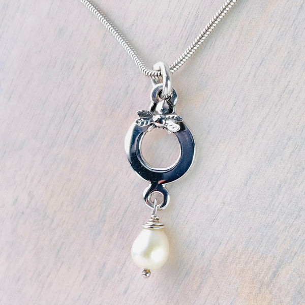 'Bee Around' Sterling Silver and Pearl Pendant.