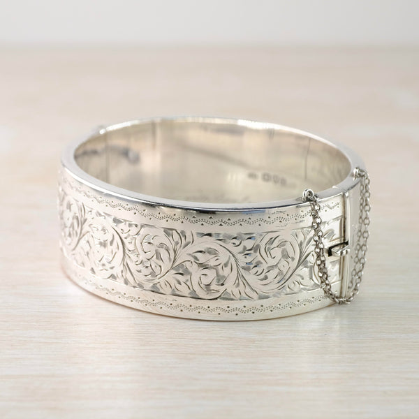 Vintage Silver Bangle Bracelet, Hallmarked in Chester, 1955