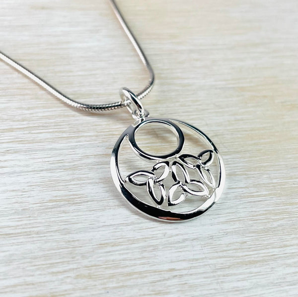 Round Celtic Design Sterling Silver Pendant.