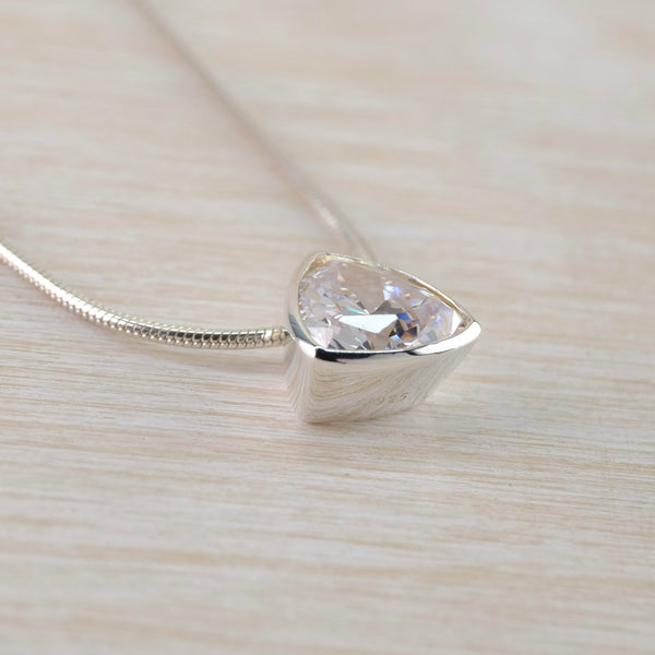 'Trillion' Cut Cz and Sterling Silver Pendant.