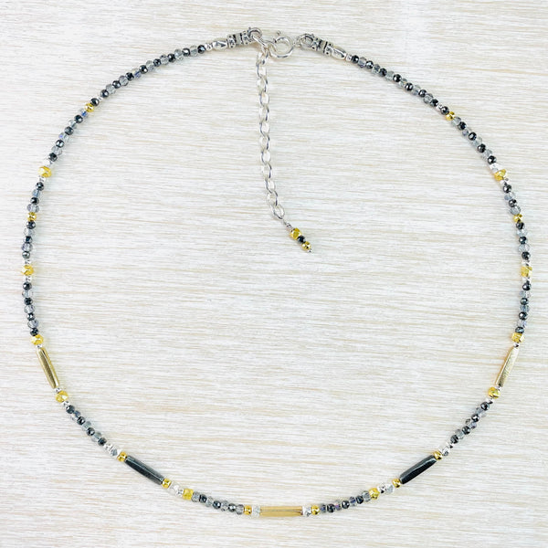 Crystal, Spinel and Gold Plated Silver Bead Necklace by Emily Merrix.