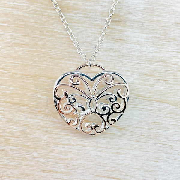Sterling Silver and Rose Gold Heart Shaped Pendant by 'Unique'