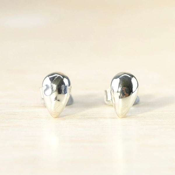 3D Sterling Silver Tear Drop Stud Earrings.