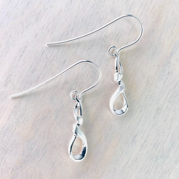 Twisted Brushed and Polished Sterling Silver Drop Earrings by JB Designs.