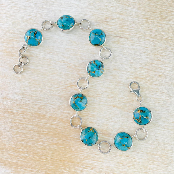 Sterling Silver and Blue Mojave Turquoise Set Bracelet.