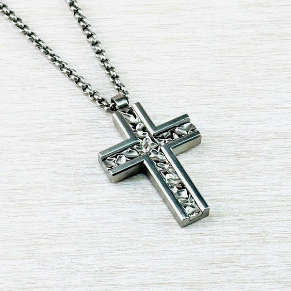 Gents Stainless Steel Cross and Chain by Unique & Co.