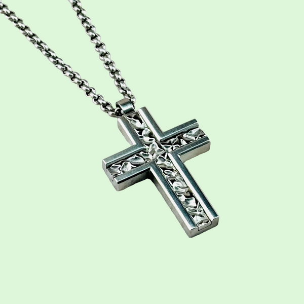 Gents Stainless Steel Cross and Chain by Unique & Co.