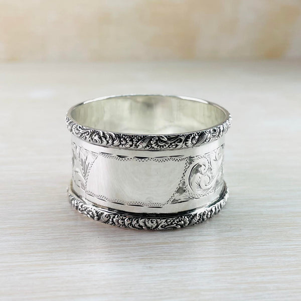Single Oval Antique Silver Napkin Ring, Hallmarked Chester, 1911