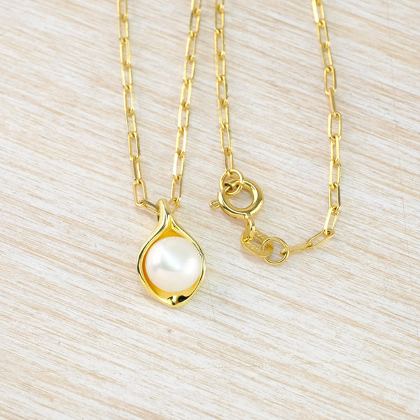 Gold Plated Freshwater Pearl in a Pod Pendant by JB Designs.