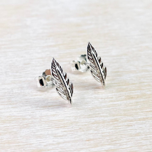Sterling Silver 'Leaf' Stud Earrings.