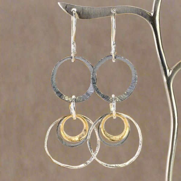 Silver and Gold Plated Long Earrings by JB Designs.