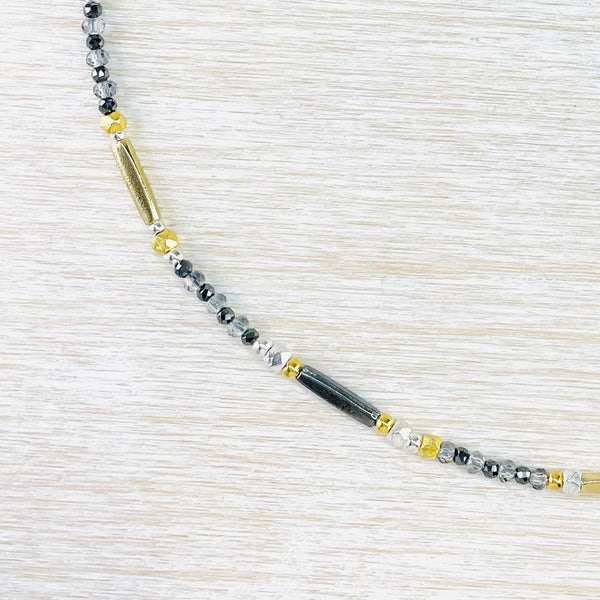 Crystal, Spinel and Gold Plated Silver Bead Necklace by Emily Merrix.