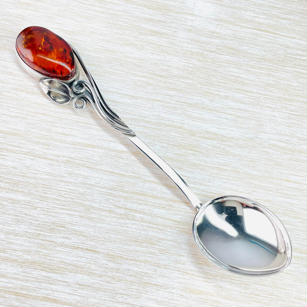 Handmade Sterling Silver and Baltic Amber Spoon.