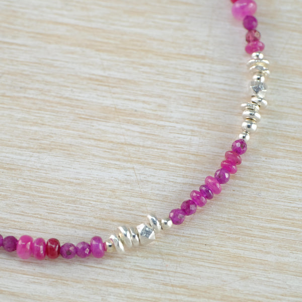 Little Rubies and Silver Beaded Bracelet by Emily Merrix.
