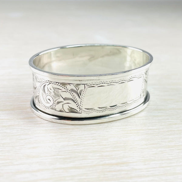 Single Oval Antique Silver Napkin Ring, Hallmarked Chester, 1924