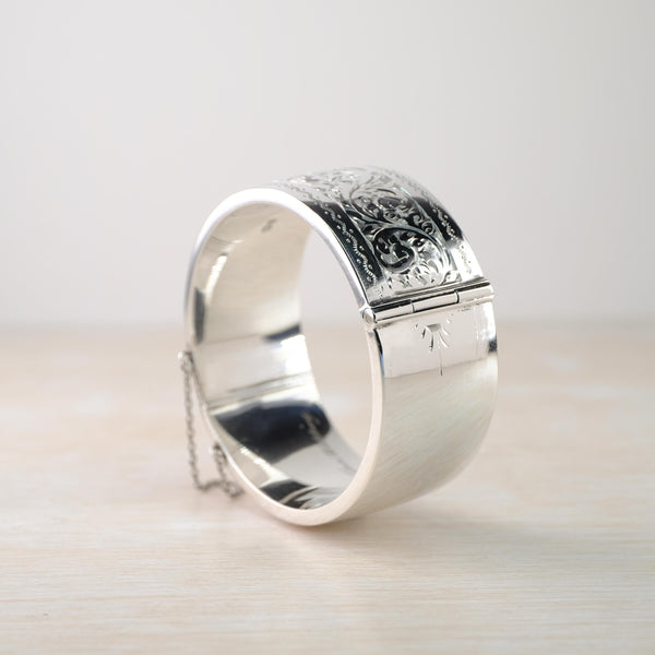 Vintage Silver Bangle Bracelet, Hallmarked in Chester, 1955