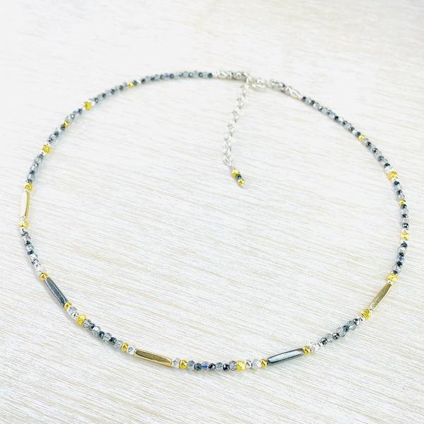 Crystal, Spinel and Gold Plated Silver Bead Necklace by Emily Merrix.