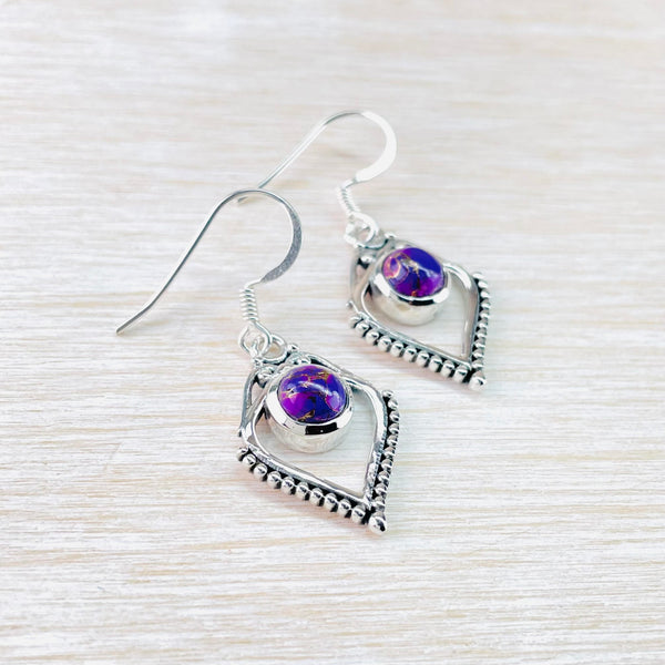 'Boho' Sterling Silver and Purple Mojave Turquoise Earrings.