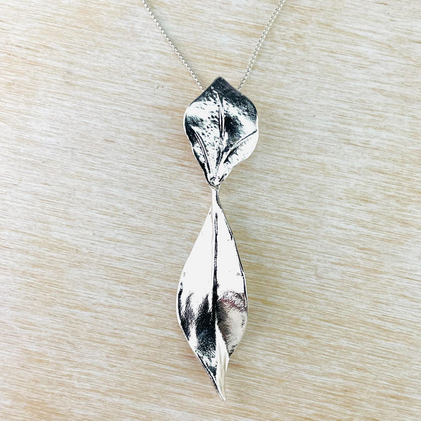 Textured Sterling Silver Leaf Pendant by JB Designs.