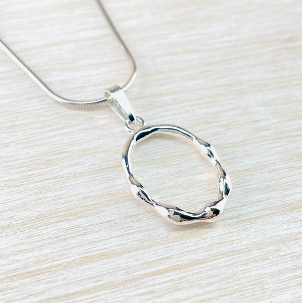 Organic Oval Sterling Silver Pendant by JB Designs.