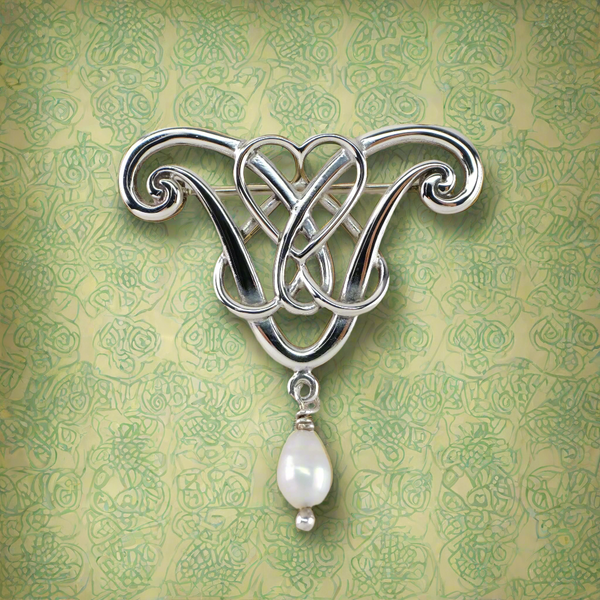 Vintage Sterling Silver and Freshwater Pearl Brooch by Ola Gorie.