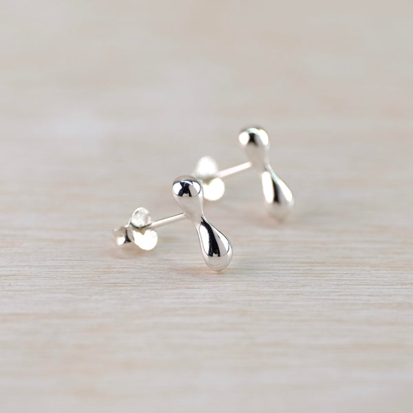 Polished Silver Droplet Stud Earrings by JB Designs.