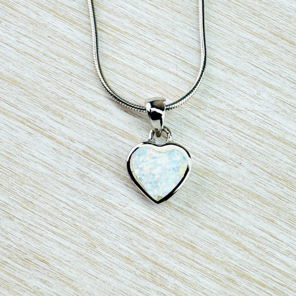 Sterling Silver and Opalique Heart Pendant.
