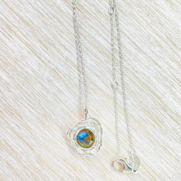 Organic Labradorite and Sterling Silver Pendant by JB Designs.
