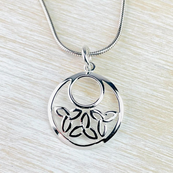 Round Celtic Design Sterling Silver Pendant.